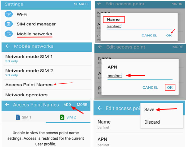 BSNL APN Settings For 4G High Speed Mobile Data