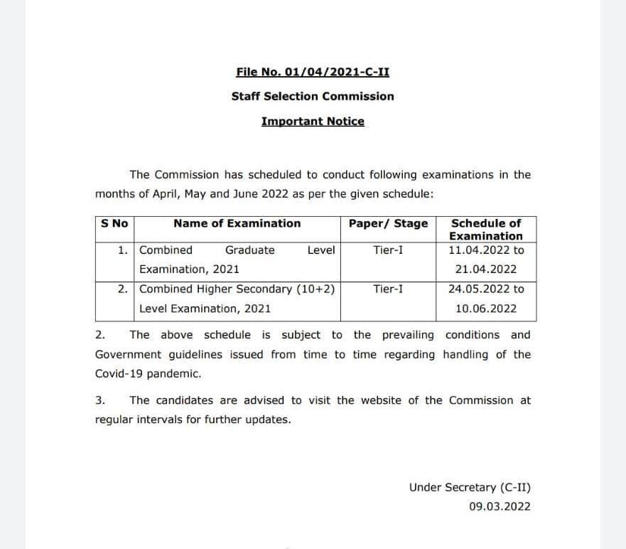 Key Updates and Changes for SSC 10+2 Exam Date ‍in 2021